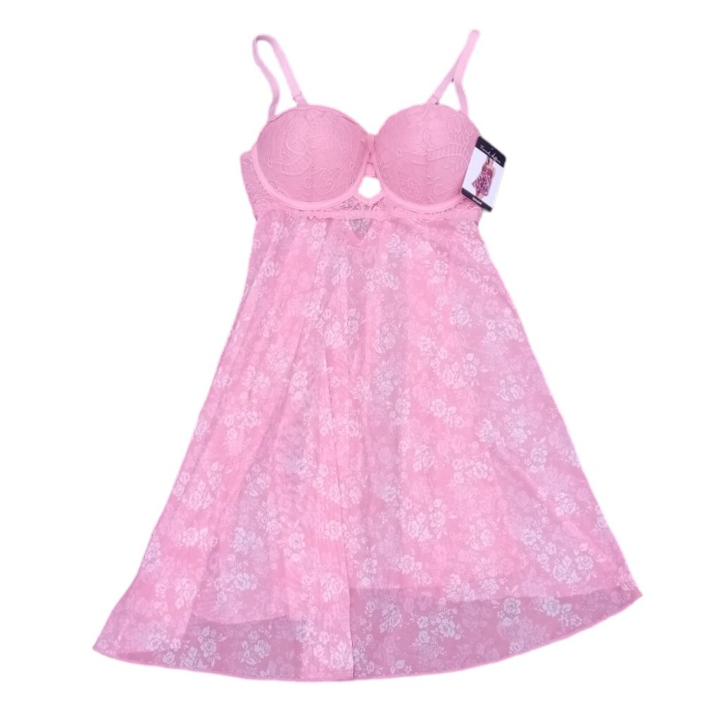 French Affair baby doll pink lingerie sz M NEW